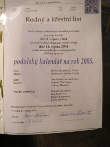 Křest kalendáře obce - 14.8.2004