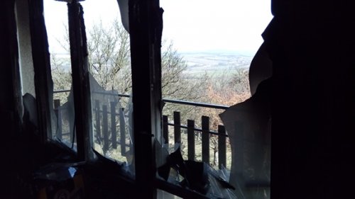 Vypálená myslivecká chata v Lipinách - 3.3.2014