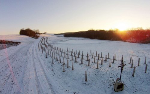 Mokřady a obec z výšky - 22.1.2016