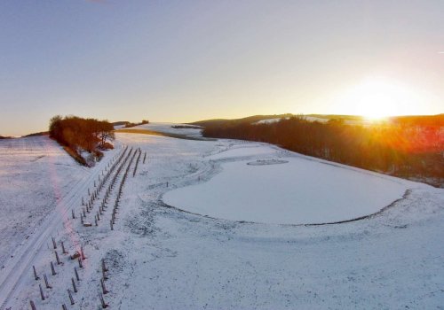 Mokřady a obec z výšky - 22.1.2016