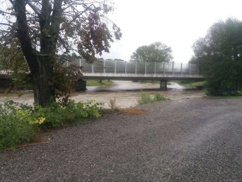 Vysoká hladina Olšavy v Podolí - 14.10.2020