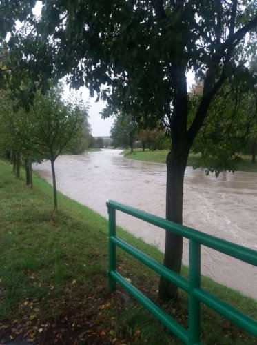 Vysoká hladina Olšavy v Podolí - 14.10.2020