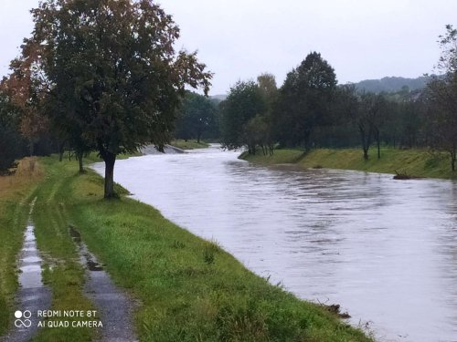Vysoká hladina Olšavy v Podolí - 14.10.2020