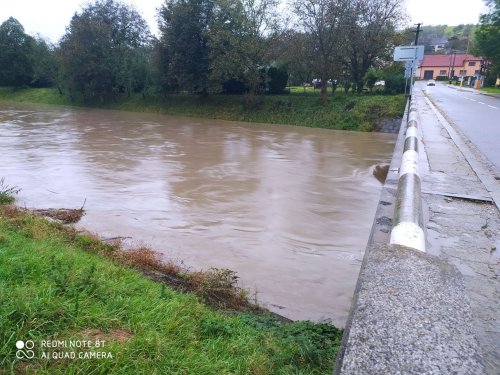 Vysoká hladina Olšavy v Podolí - 14.10.2020
