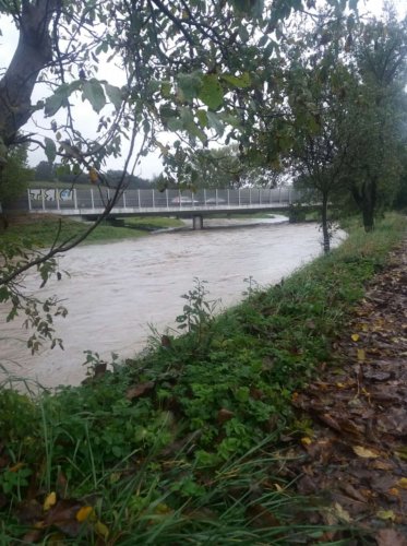 Vysoká hladina Olšavy v Podolí - 14.10.2020
