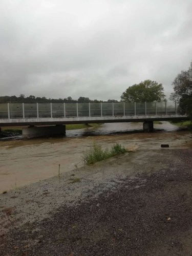 Vysoká hladina Olšavy v Podolí - 14.10.2020