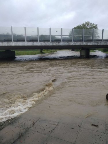 Vysoká hladina Olšavy v Podolí - 14.10.2020