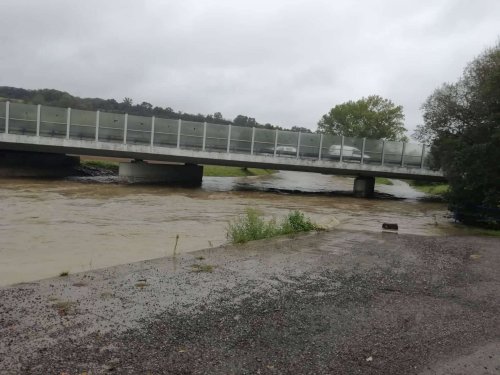 Vysoká hladina Olšavy v Podolí - 14.10.2020