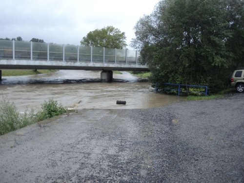 Vysoká hladina Olšavy v Podolí - 14.10.2020