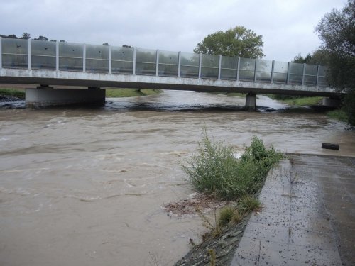 Vysoká hladina Olšavy v Podolí - 14.10.2020