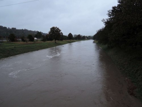 Vysoká hladina Olšavy v Podolí - 14.10.2020