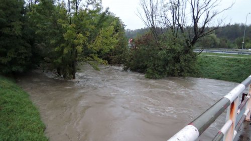 Vysoká hladina Olšavy v Podolí - 14.10.2020