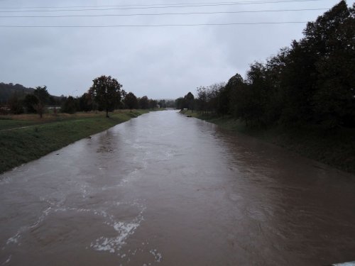 Vysoká hladina Olšavy v Podolí - 14.10.2020