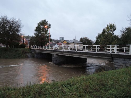 Vysoká hladina Olšavy v Podolí - 14.10.2020