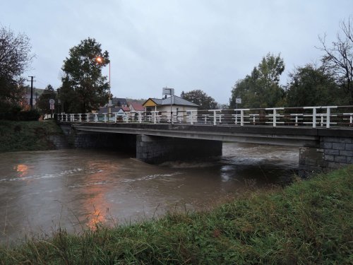 Vysoká hladina Olšavy v Podolí - 14.10.2020