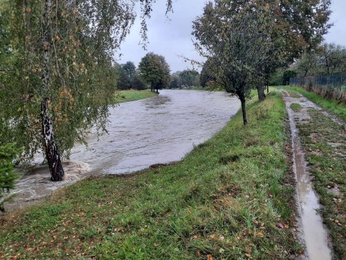 Vysoká hladina Olšavy v Podolí - 14.10.2020