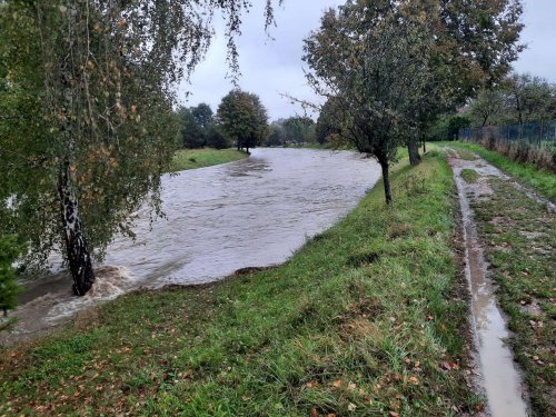 Vysoká hladina Olšavy v Podolí - 14.10.2020