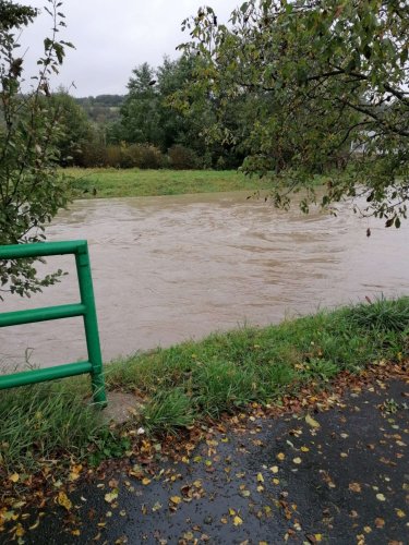 Vysoká hladina Olšavy v Podolí - 14.10.2020
