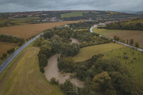 Vysoká hladina Olšavy v Podolí - 14.10.2020
