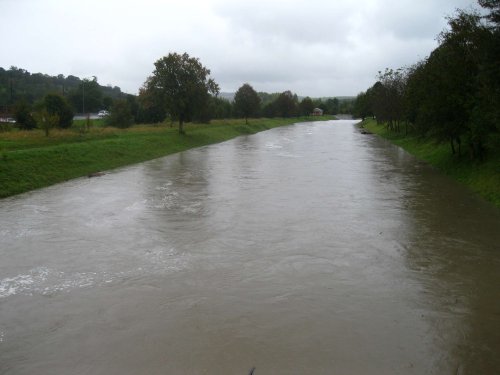 Vysoká hladina Olšavy v Podolí - 14.10.2020