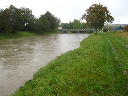 Vysoká hladina Olšavy v Podolí - 14.10.2020
