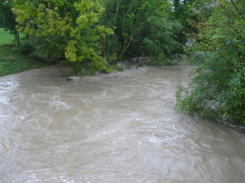 Vysoká hladina Olšavy v Podolí - 14.10.2020