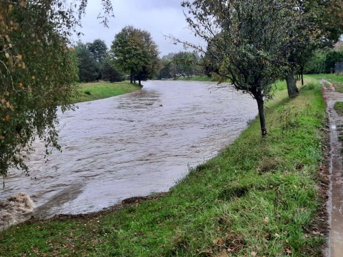 Vysoká hladina Olšavy v Podolí - 14.10.2020
