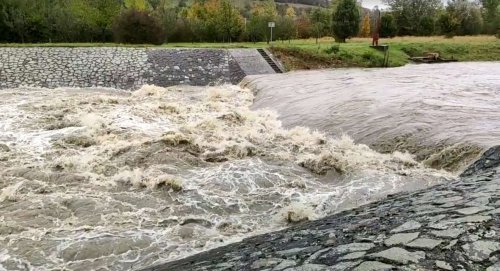 Vysoká hladina Olšavy v Podolí - 14.10.2020