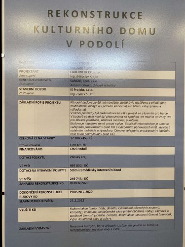 Průběh rekonstrukce kulturního domu v Podolí - 17.12.2021
