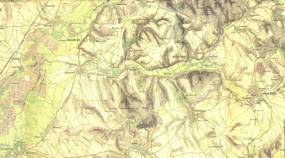 Historická mapa Podolí z let 1836–1852